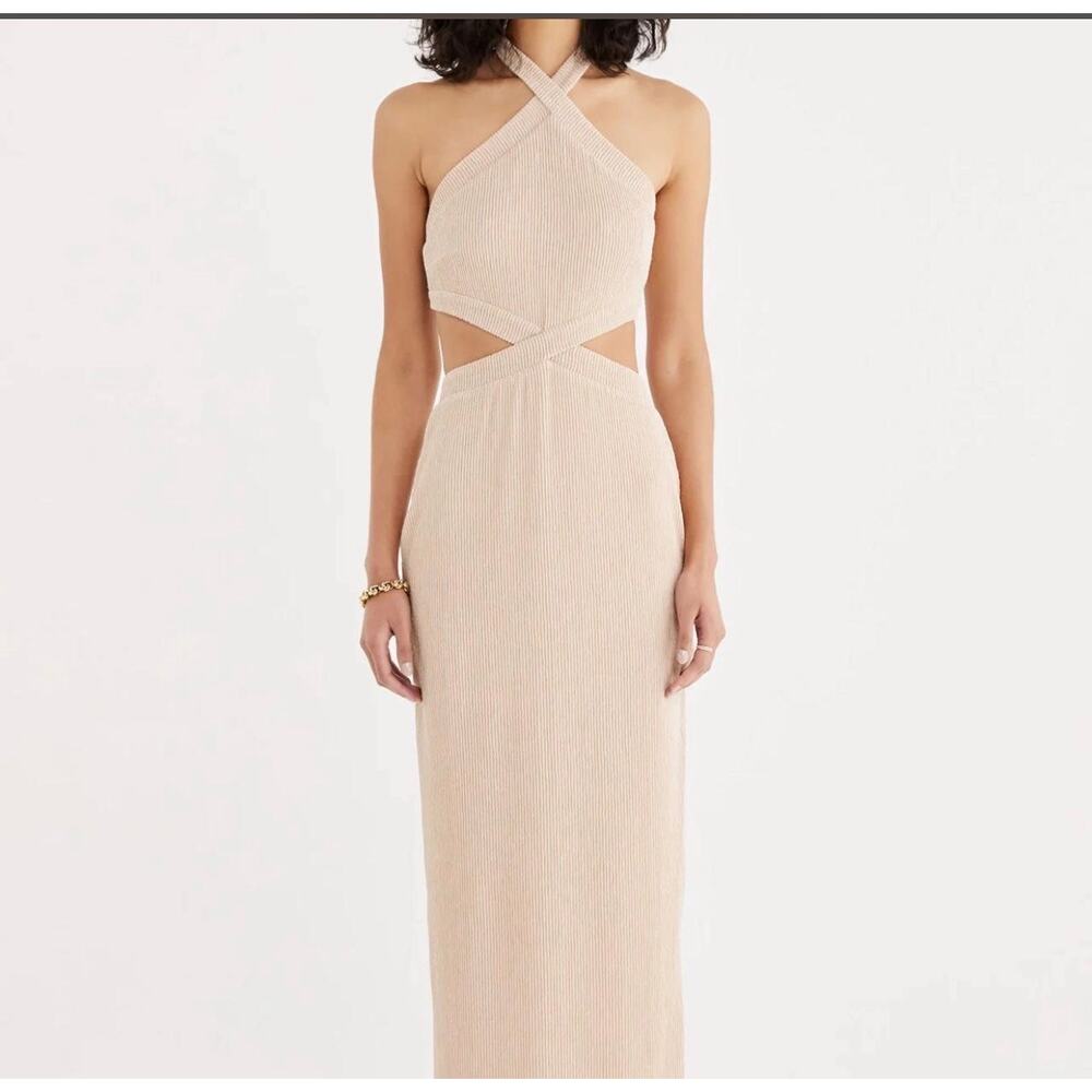 NWT Rumer Beige Ribbed Halter Dress— Size S